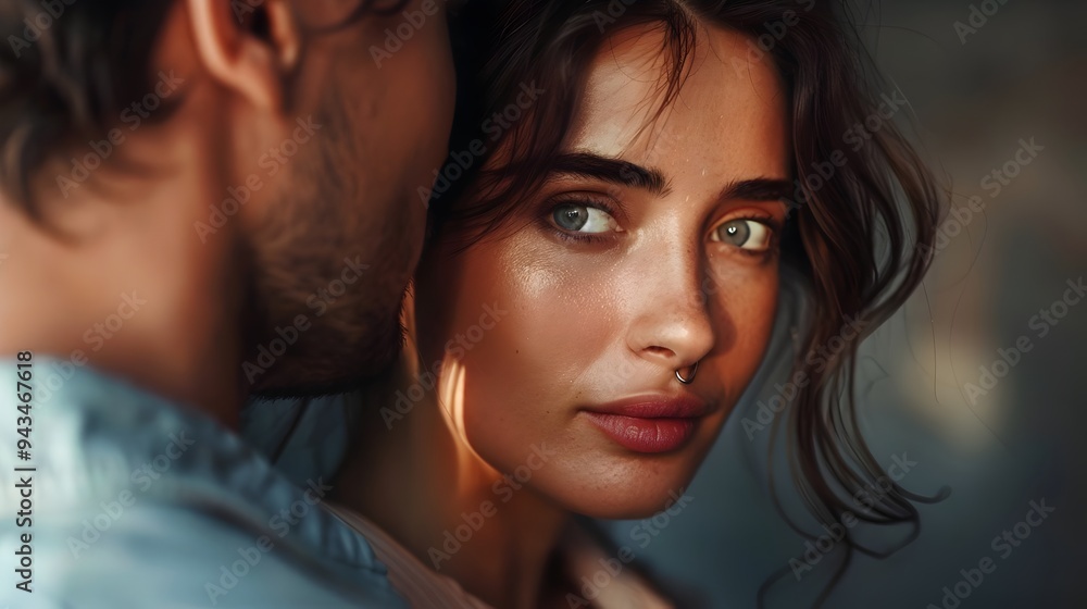 Pretty woman looking to handsome man face to face. Portrait of beautiful woman with handsome man. Attractive couple looking to each other. Tttractive woman looking Pretty woman looking to handsome man face to face. Portrait of beautiful woman with handsome man. Attractive couple looking to each other. Tttractive woman looking