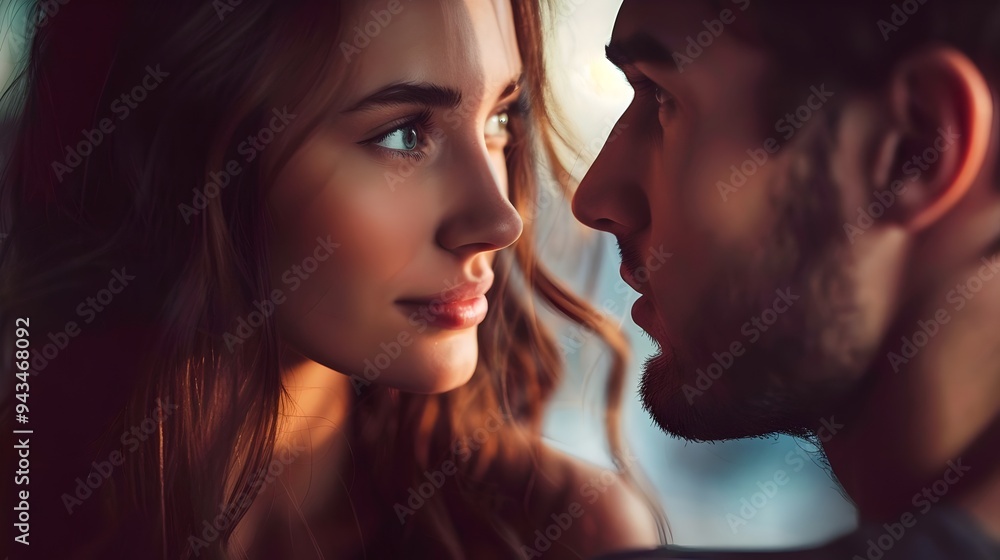 Pretty woman looking to handsome man face to face. Portrait of beautiful woman with handsome man. Attractive couple looking to each other. Tttractive woman looking Pretty woman looking to handsome man face to face. Portrait of beautiful woman with handsome man. Attractive couple looking to each other. Tttractive woman looking