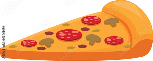 Single slice of delicious pizza with pepperoni and mushrooms is waiting to be devoured
