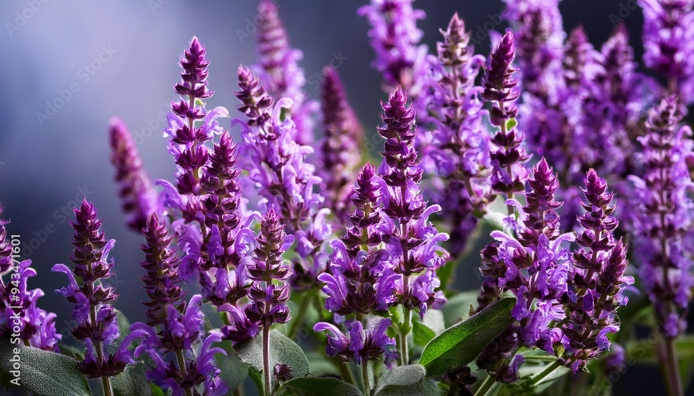 Obraz premium fresh purple flowers of sage or salvia divinorum