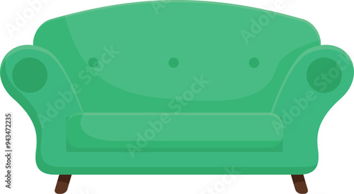 Green sofa with round armrests providing a comfortable place to relax at home