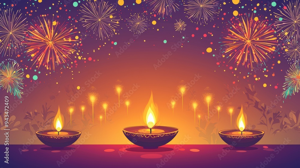 Diwali celebration with diyas Diwali celebration with diyas