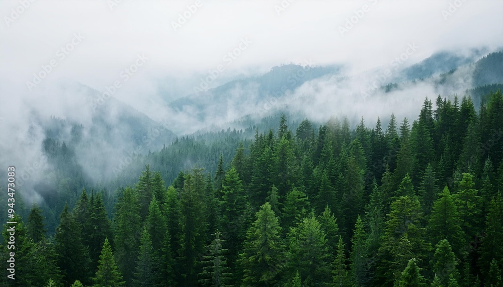 mountain forest background with fog around trees dark green panorama walpaper background gernerative ai panorama mountain forest background with fog around trees dark green panorama walpaper background gernerative ai panorama