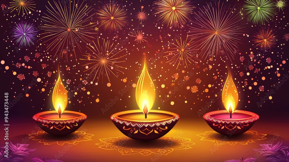 Three lit diyas in dark Three lit diyas in dark