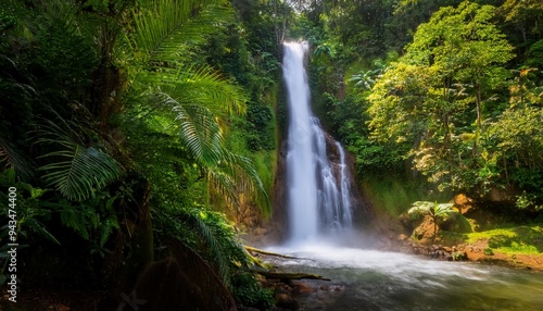 trafalgar falls waterfall in the forest of dominica caribbean