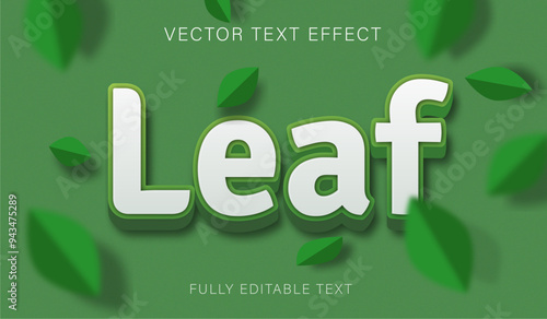 Fresh leaf text effect with green organic leaves main concept. Fully editable font and text style effect.