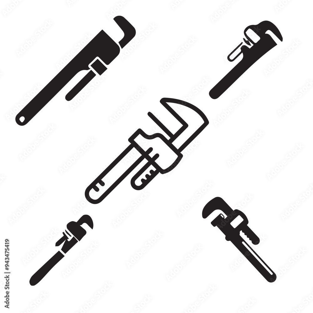 Pipe wrench icon vector set Pipe wrench icon vector set