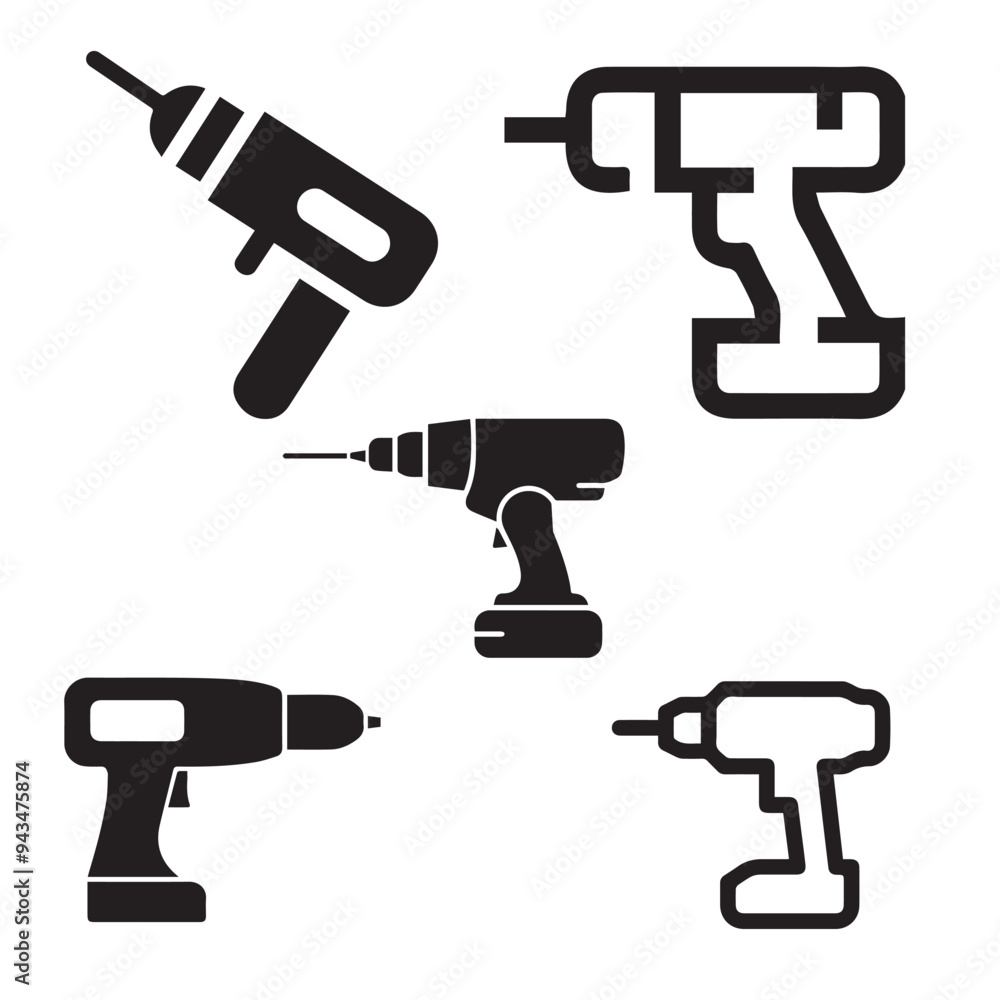Power drill icon set Power drill icon set