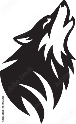 wolf silhouette vector art illustration with white background 