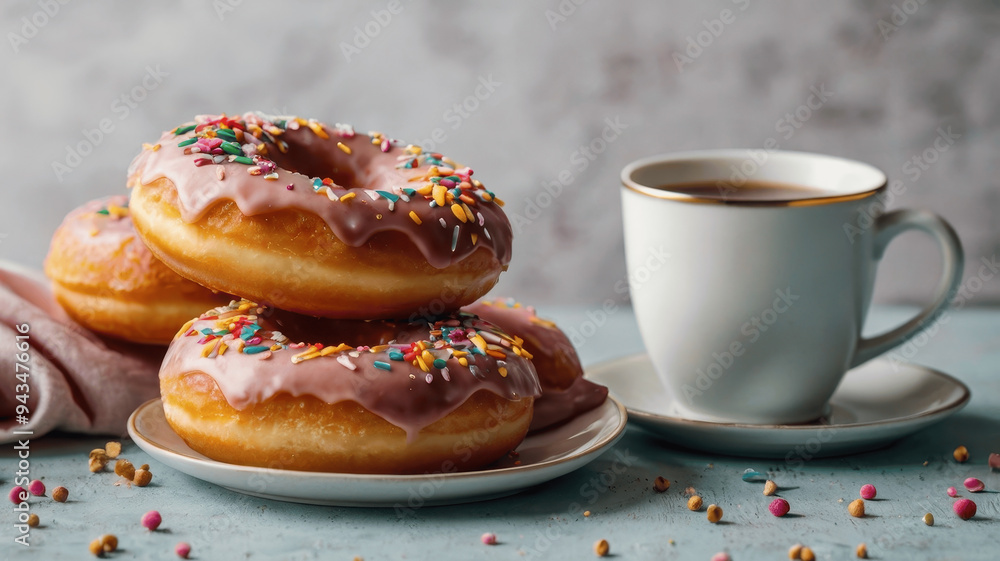 donuts and cup of coffee donuts and cup of coffee