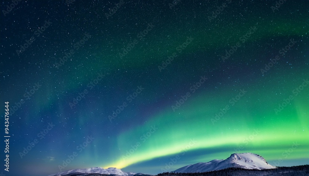 beautiful sky with aurora and stars green northern lights banner with copy space beautiful sky with aurora and stars green northern lights banner with copy space
