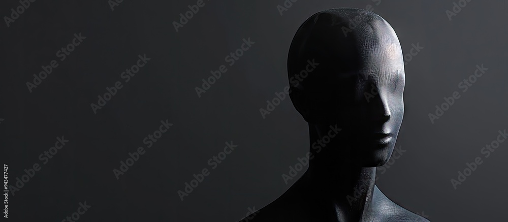 Mannequin silhouette on a black backdrop with available copy space image Mannequin silhouette on a black backdrop with available copy space image
