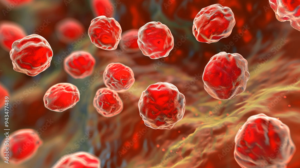 Fototapeta premium Red blood cells circulate, delivering oxygen throughout body