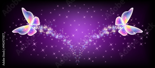 Flying butterflies with sparkle and blazing trail