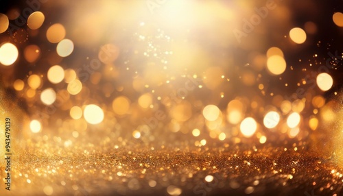 golden shiny abstract background with blurred lights sprinkles bokeh night dark party background ai image