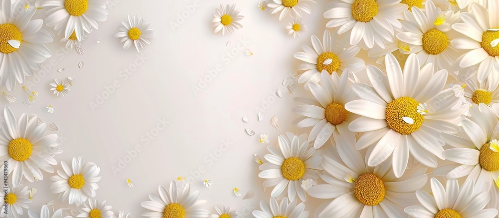 Chamomile flowers background with white daisies in a copy space image Chamomile flowers background with white daisies in a copy space image