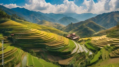 rice terraces in the valley