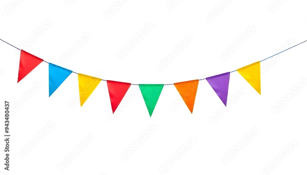 Fototapeta premium Colorful flag garland chain isolated on a white background
