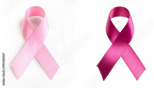 breast cancer awareness symbol pink ribbon isolated on transparent background