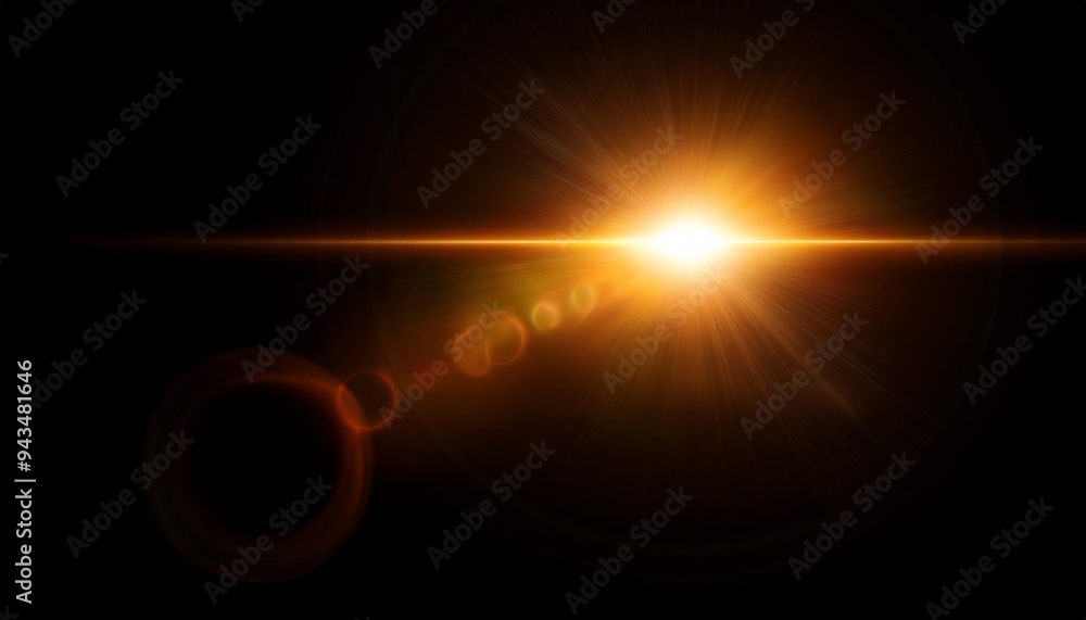 Obraz premium lens flares for photography and anamorphic lens flare beautiful digital light flare abstract glowing light effect lens flare on dark background