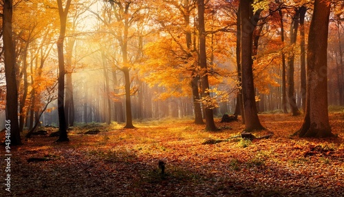 autumn in the forest wallpaper background 001 photo