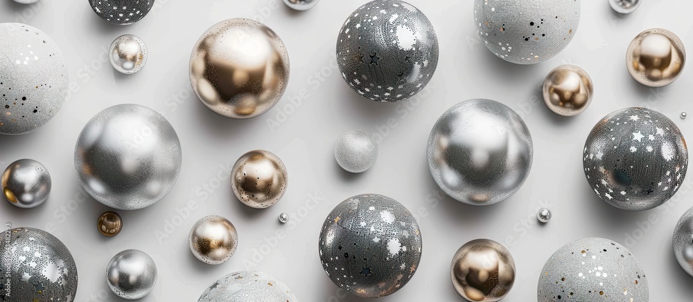 Top view of decorative balls on a white surface offering copy space image Top view of decorative balls on a white surface offering copy space image