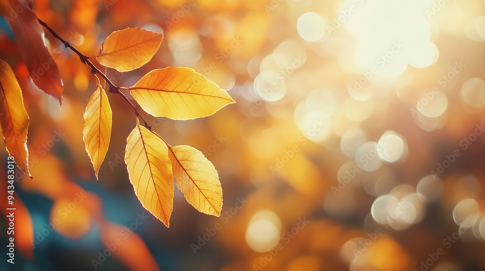 A close-up of autumn leaves with a blurred sky in the background. A close-up of autumn leaves with a blurred sky in the background.