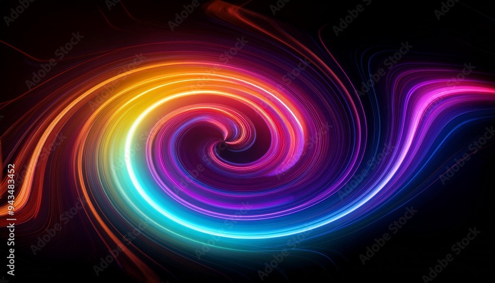 colorful light abstract shapes on black background neon swirl vibrant glow colorful light abstract shapes on black background neon swirl vibrant glow