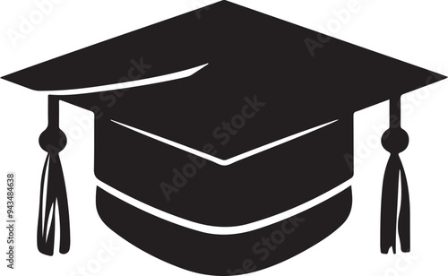 Higher education hat silhouette vector art illustration