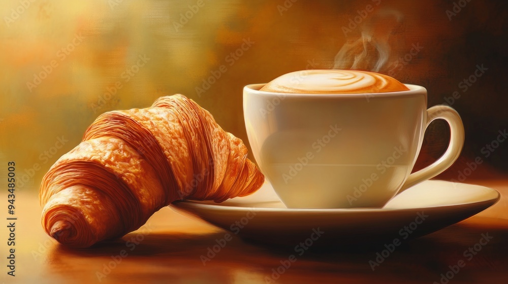 A Cup of Coffee and a Croissant: A Delightful Morning A Cup of Coffee and a Croissant: A Delightful Morning
