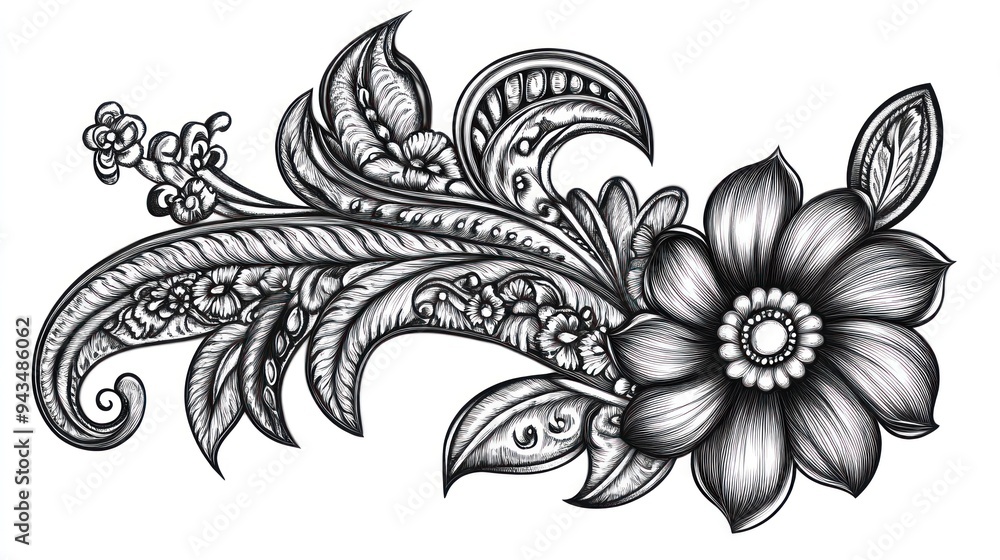 Floral Design - Black and White Floral Design - Black and White