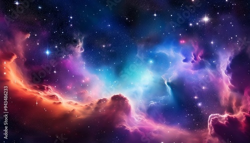 Wallpaper Mural cosmic background with starry sky and colorful nebula Torontodigital.ca