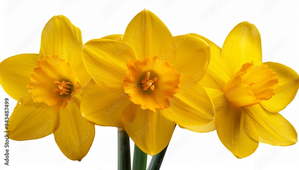 Fototapeta premium yellow daffodils flower isolated on a transparent background in close up