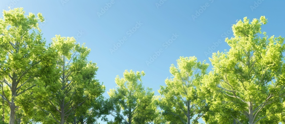 Scenic view of trees against a clear blue sky with copy space image Scenic view of trees against a clear blue sky with copy space image