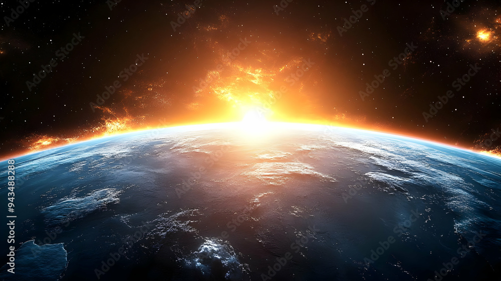 A breathtaking sunrise over planet earth, seen from space. A breathtaking sunrise over planet earth, seen from space.