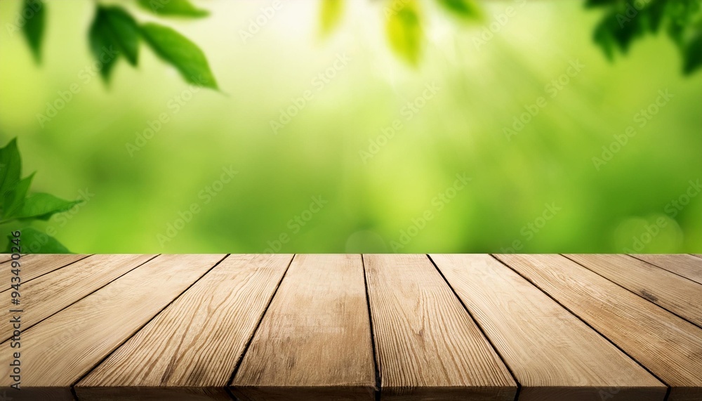empty wooden table with green background empty wooden table with green background