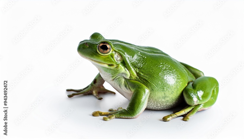 a green frog is sitting on a white background a green frog is sitting on a white background