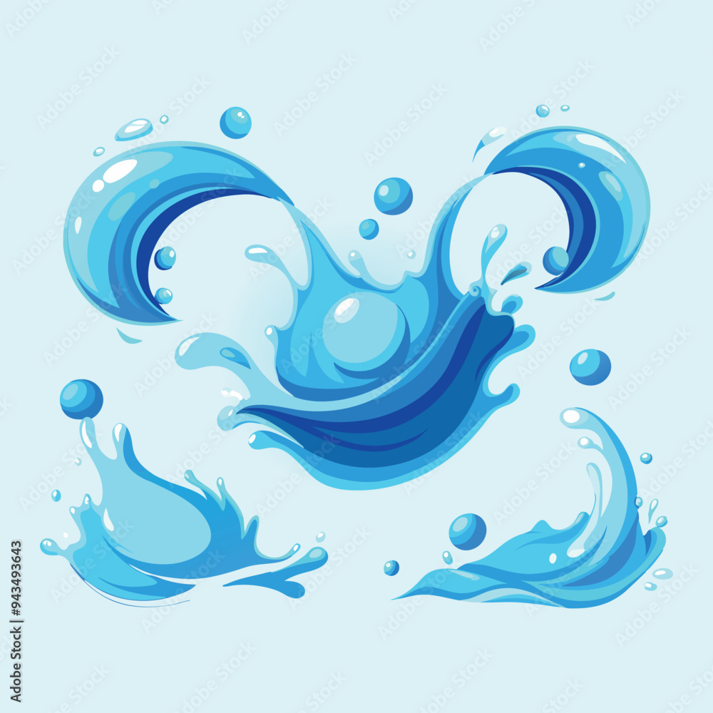 Vector Water Splashes Collection in Realistic Style for Graphic Design Vector Water Splashes Collection in Realistic Style for Graphic Design