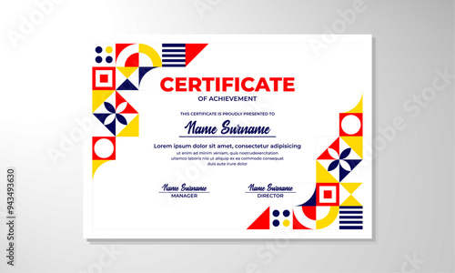 Modern flat certificate design template