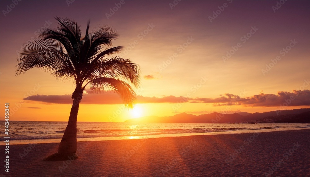 palm tree at the summer sunset vacation beach palm tree at the summer sunset vacation beach