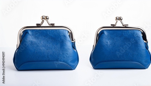 blue fashion purse handbag on white background isolated