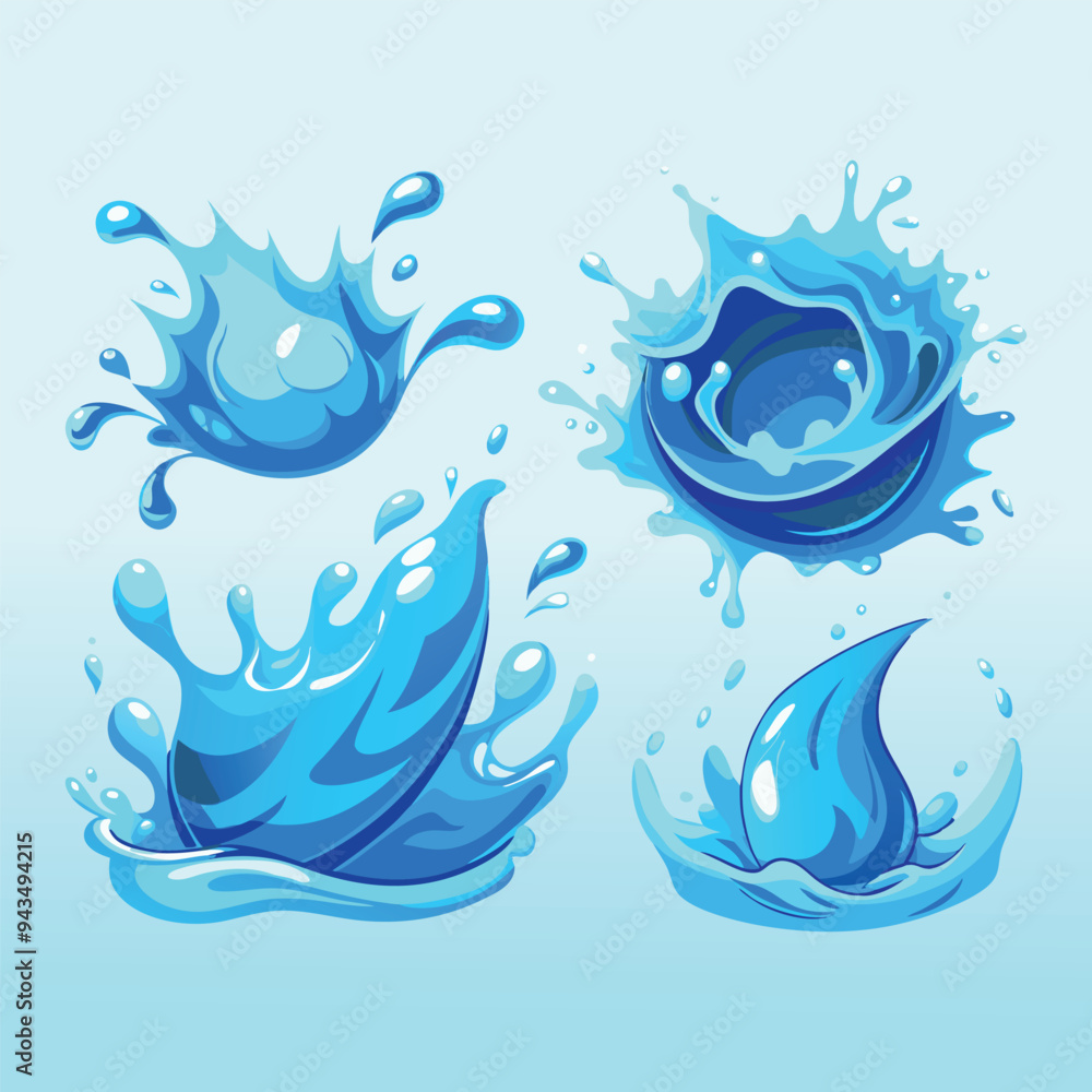 Vector Water Splashes Collection in Realistic Style for Graphic Design Vector Water Splashes Collection in Realistic Style for Graphic Design