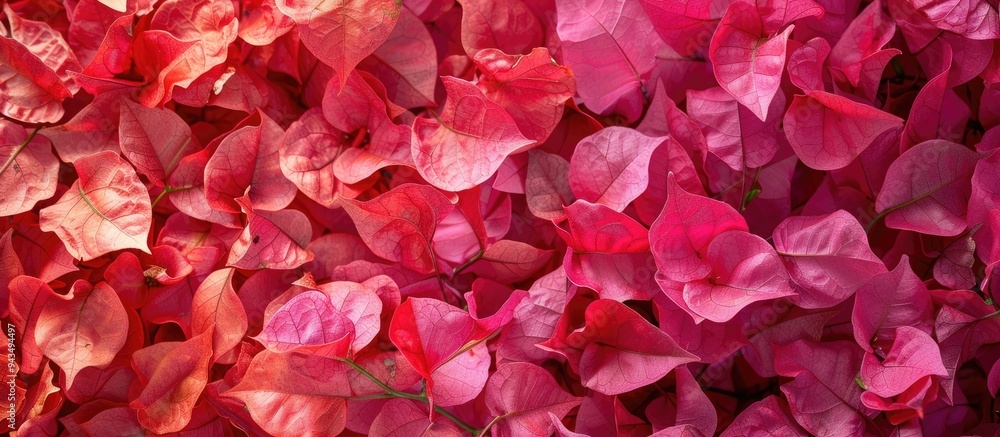 Fototapeta premium Bright pink and vivid red bougainvillea flowers in the image with copy space