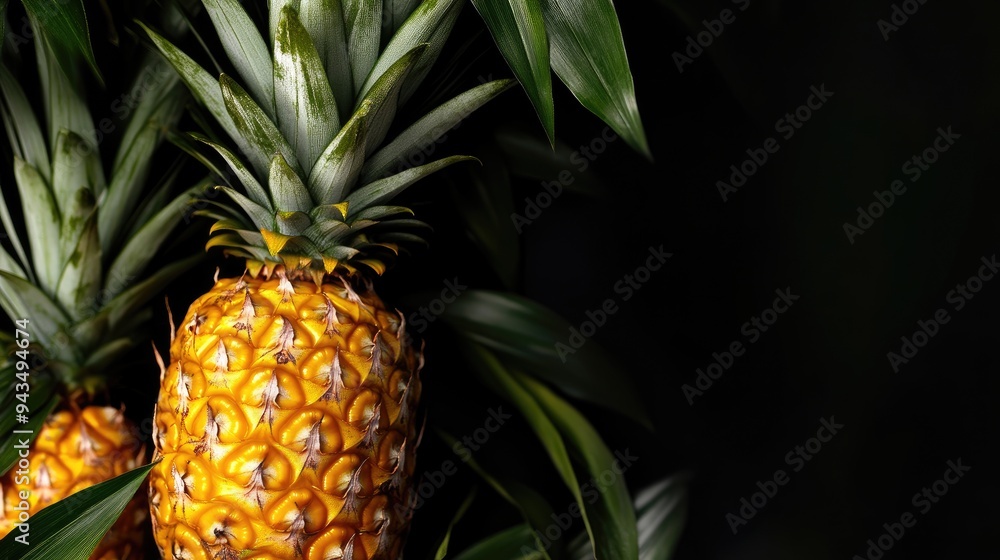Pineapple Silhouette Against Deep Black Backdrop