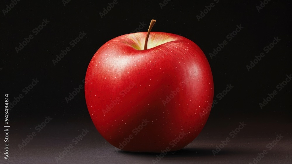 A glossy red apple stands out against a dark background, symbolizing freshness and health in a minimalist style. A glossy red apple stands out against a dark background, symbolizing freshness and health in a minimalist style.