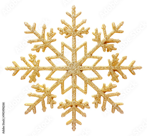 PNG Golden glittery decorative snowflake photo