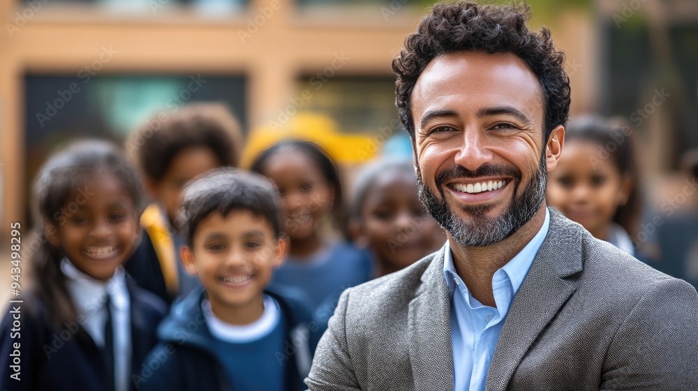 Confident Educator Surrounded by Enthusiastic Learners Confident Educator Surrounded by Enthusiastic Learners