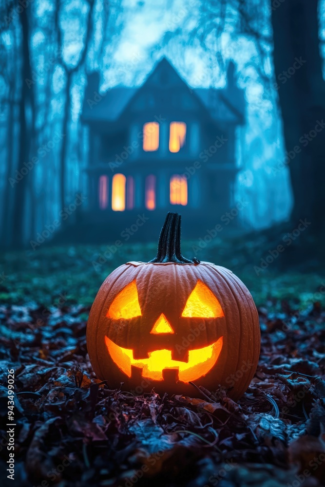 Obraz premium Jack-o'-lantern glows in the dark