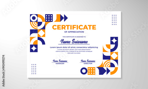 Modern flat certificate design template