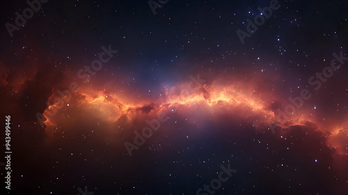 A bright orange nebula stre...